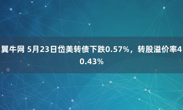 翼牛网 5月23日岱美转债下跌0.57%，转股溢价率40.43%